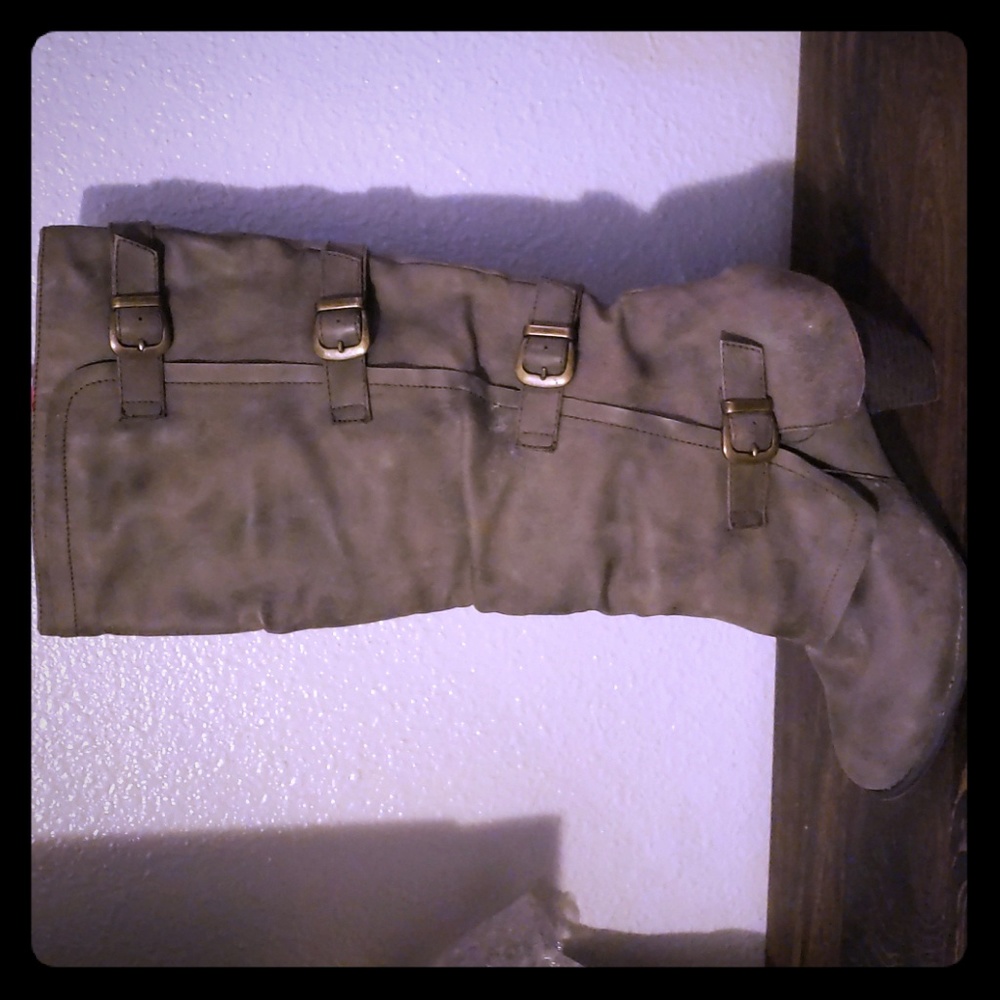 Gray below knee boot